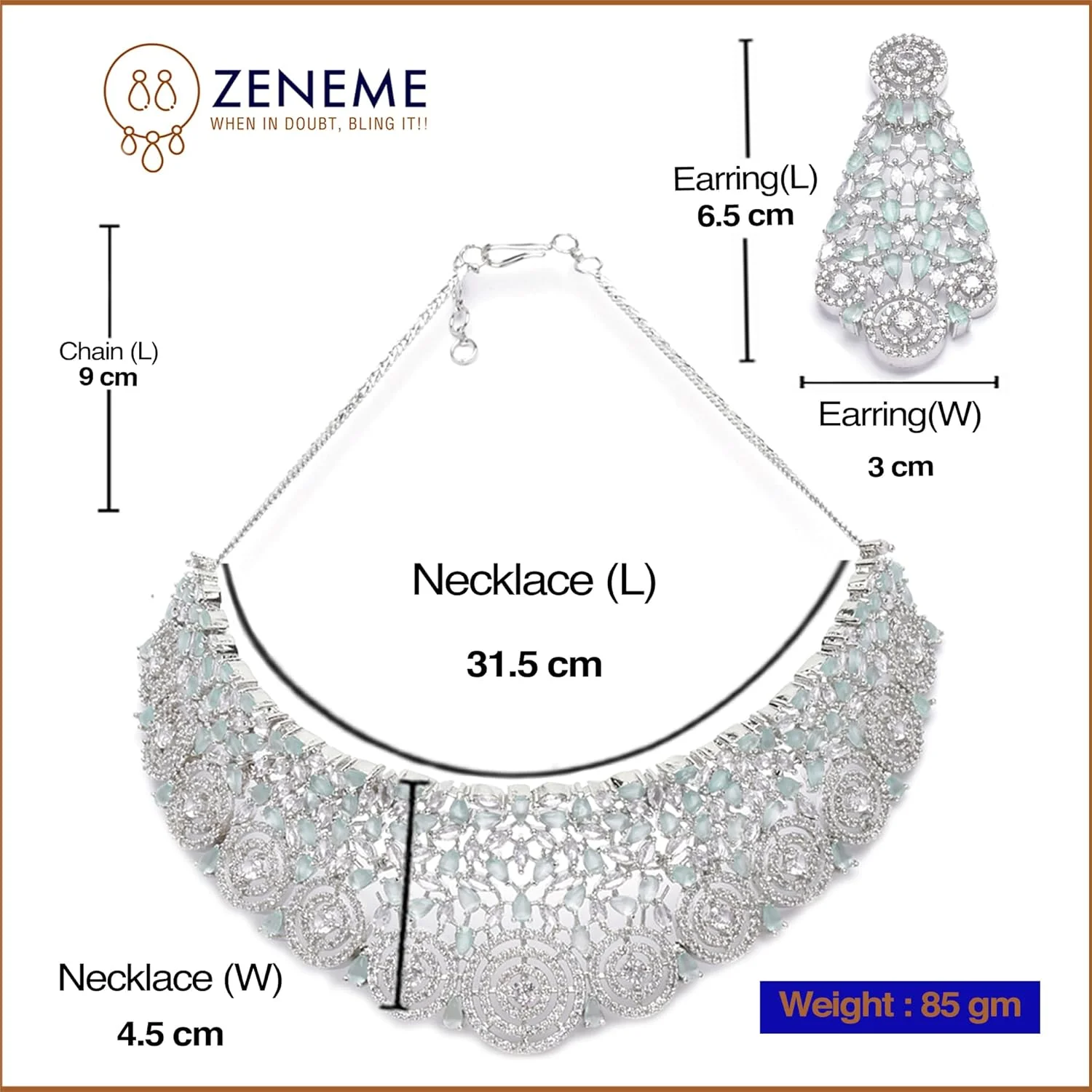 ست گردنبند چوکر نقره ای روکش رودیوم نگین الماس آمریکایی زنانه و دخترانه به همراه گوشواره ست گردنبند چوکر نقره ای روکش رودیوم نگین الماس آمریکایی زنانه و دخترانه به همراه گوشواره