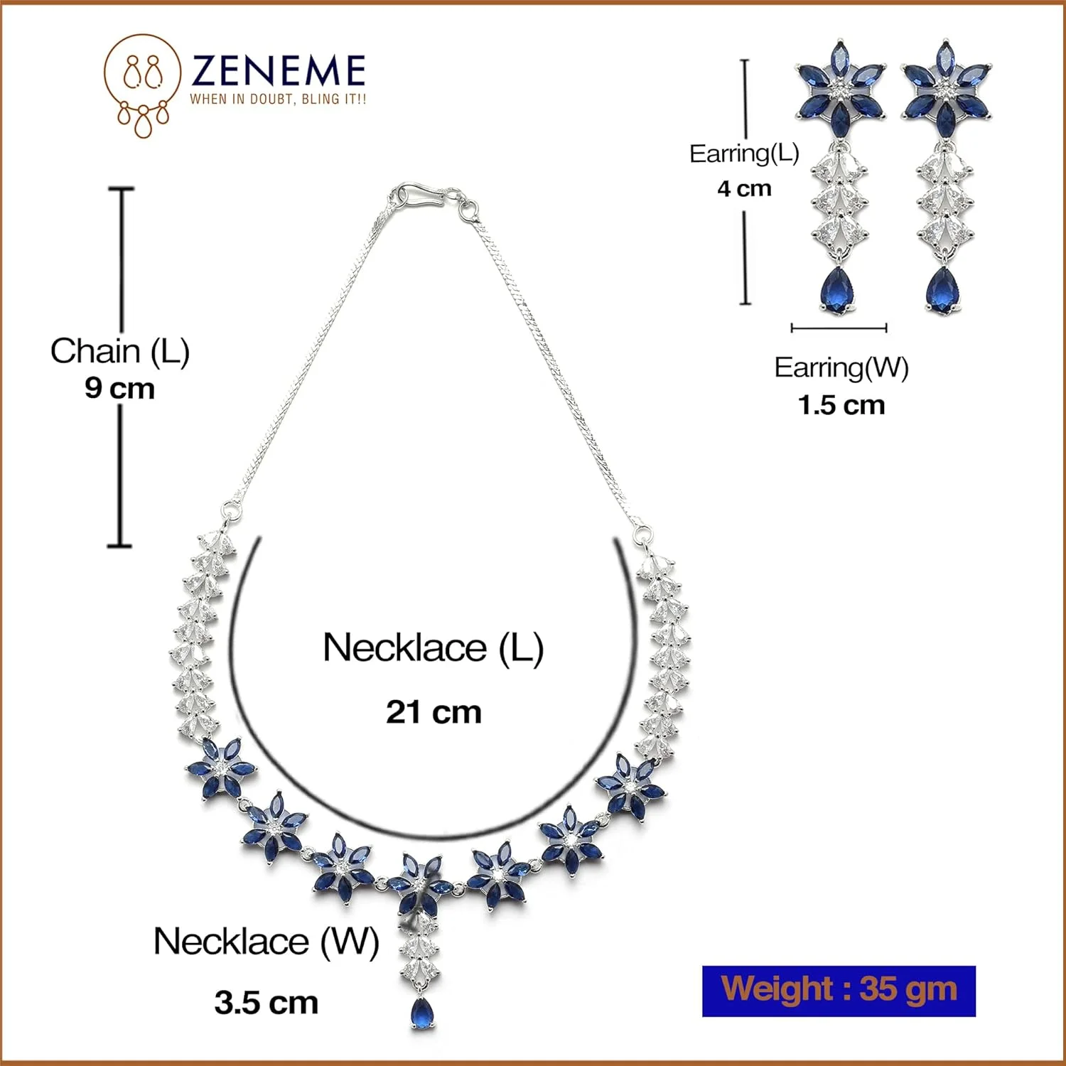 ست زیورآلات زنانه و دخترانه زنم مدل Rhodium-Plated Silver Toned Star Shaped American Diamond Studded شامل گردنبند و گوشواره ست زیورآلات زنانه و دخترانه زنم مدل Rhodium-Plated Silver Toned Star Shaped American Diamond Studded شامل گردنبند و گوشواره