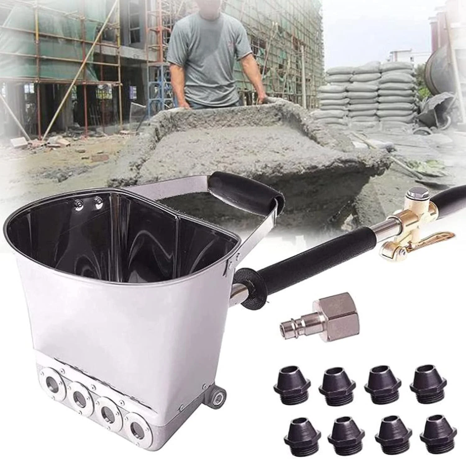 تفنگ پاشش استاکو، تفنگ پاشش گچ، تفنگ اسپری ملات سیمانی، قیف اسپری رنگ دیوار، برای رنگ آمیزی دیوار یا سقف