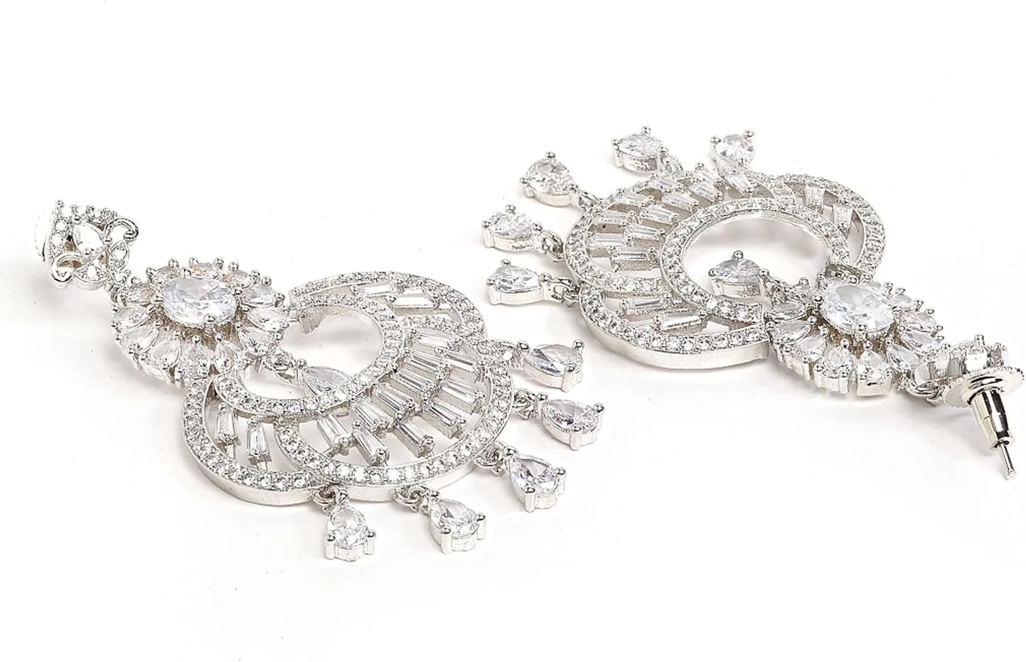 ست گوشواره و مانگ تیکا زنانه و دخترانه Zeneme با طراحی گرد براق و روکش رودیوم، متوسط، برنج با روکش رودیوم، زیرکونیا کوبیک ست گوشواره و مانگ تیکا زنانه و دخترانه Zeneme با طراحی گرد براق و روکش رودیوم، متوسط، برنج با روکش رودیوم، زیرکونیا کوبیک