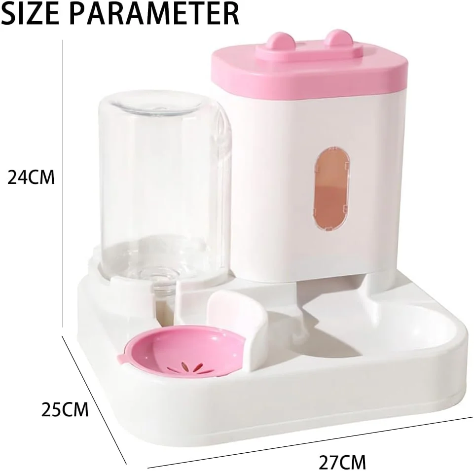مومو بیر دستگاه غذا دهنده اتوماتیک حیوانات خانگی، آبخوری پلاستیکی 2 در 1، ایستگاه غذا دهی سگ و گربه، آبنمای گرانشی برای گربه ها و سگ ها، 198809 (صورتی)