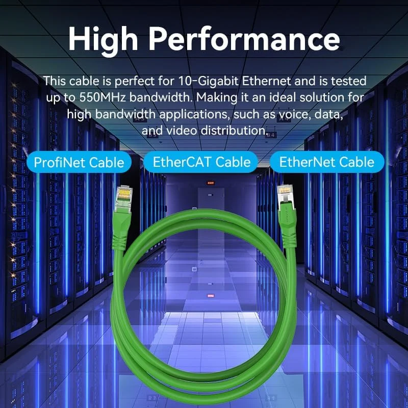 کابل اترنت صنعتی انعطاف پذیر VENTION Cat.6A SFTP برای ProfiNet، EtherCat، کابل پچ اترنت سرعت انتقال 10 گیگابیت بر ثانیه با هادی مسی بدون اکسیژن (Cat.6a SFTP، سبز، 8 متر) کابل اترنت صنعتی انعطاف پذیر VENTION Cat.6A SFTP برای ProfiNet، EtherCat، کابل پچ اترنت سرعت انتقال 10 گیگابیت بر ثانیه با هادی مسی بدون اکسیژن (Cat.6a SFTP، سبز، 8 متر)