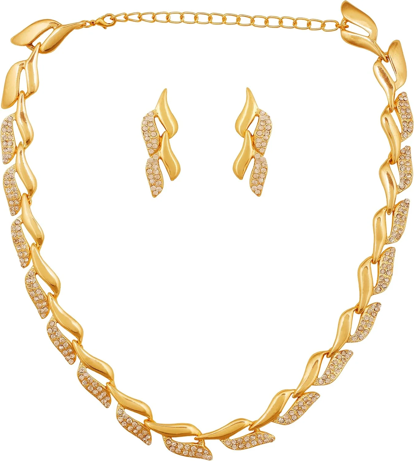 ست گردنبند مجلسی زنانه تاچ استون، طرح هندی بالیوودی، نگین دار