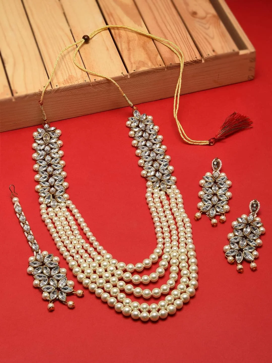 ست جواهرات زنانه ZAVERI PEARLS (طلایی) (Zpfk6989)