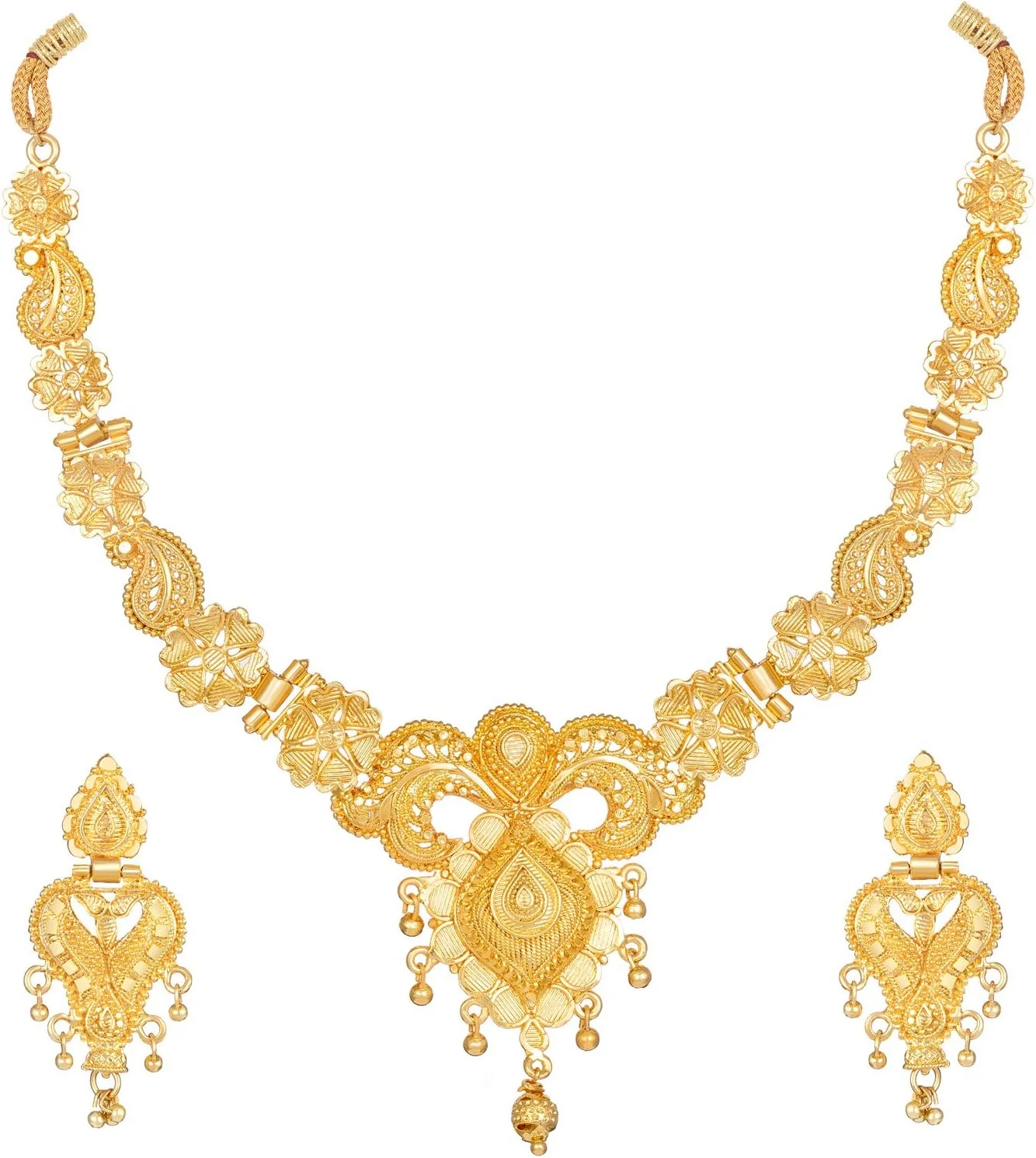 ست گردنبند چوکر جدید زنانه Shining Diva Fashion، طرح طلایی یک گرمی سنتی