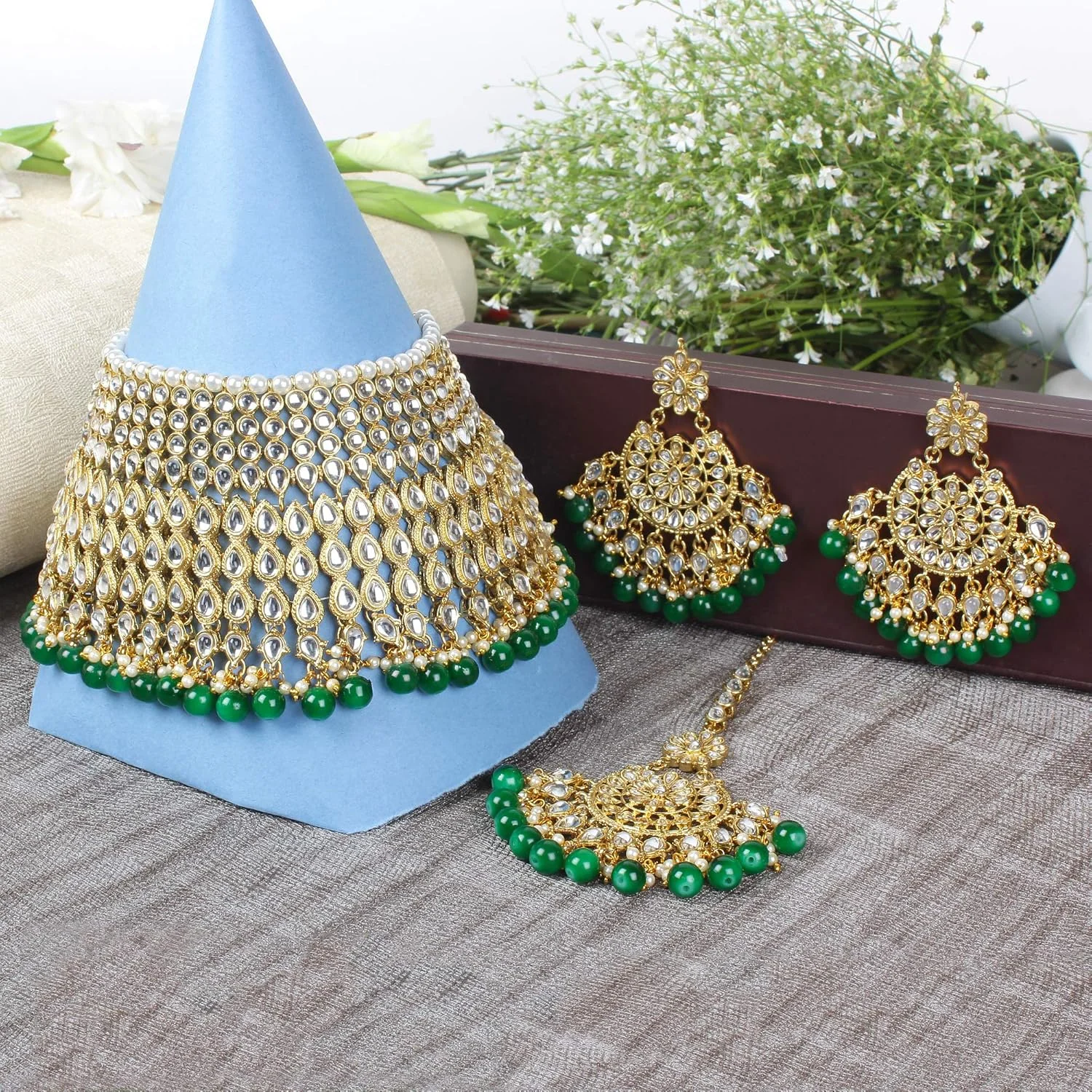 ست جواهرات گردنبند چوکر کندن شیک و جدید Shining Diva Fashion مناسب عروسی و مهمانی، سنتی و عروس، مخصوص بانوان