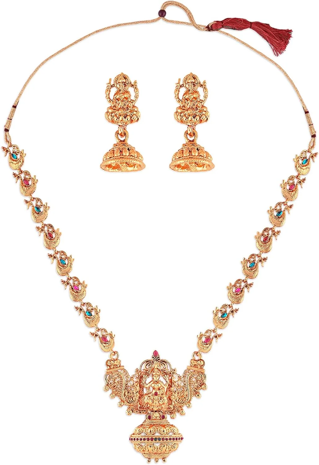 ست جواهرات معبد زنانه ZAVERI PEARLS (طلایی) (Zpfk7691)