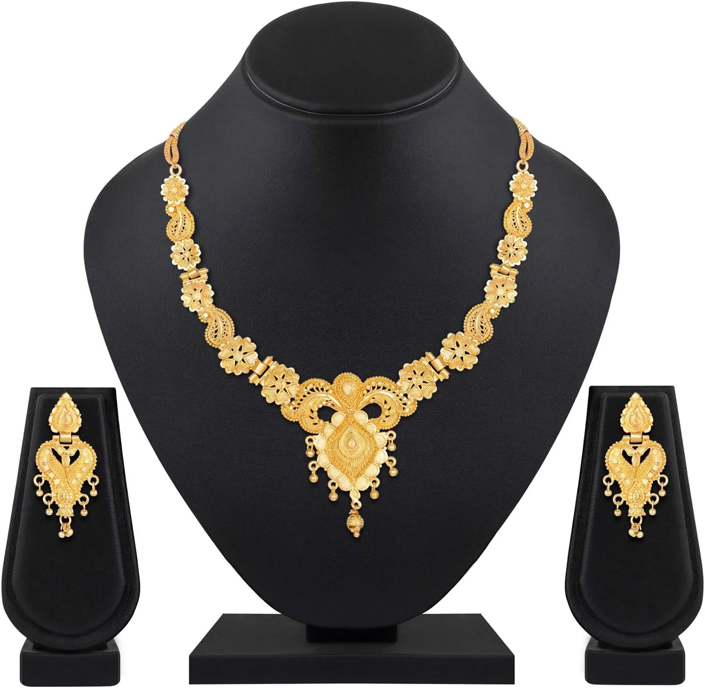 ست گردنبند چوکر جدید زنانه Shining Diva Fashion، طرح طلایی یک گرمی سنتی