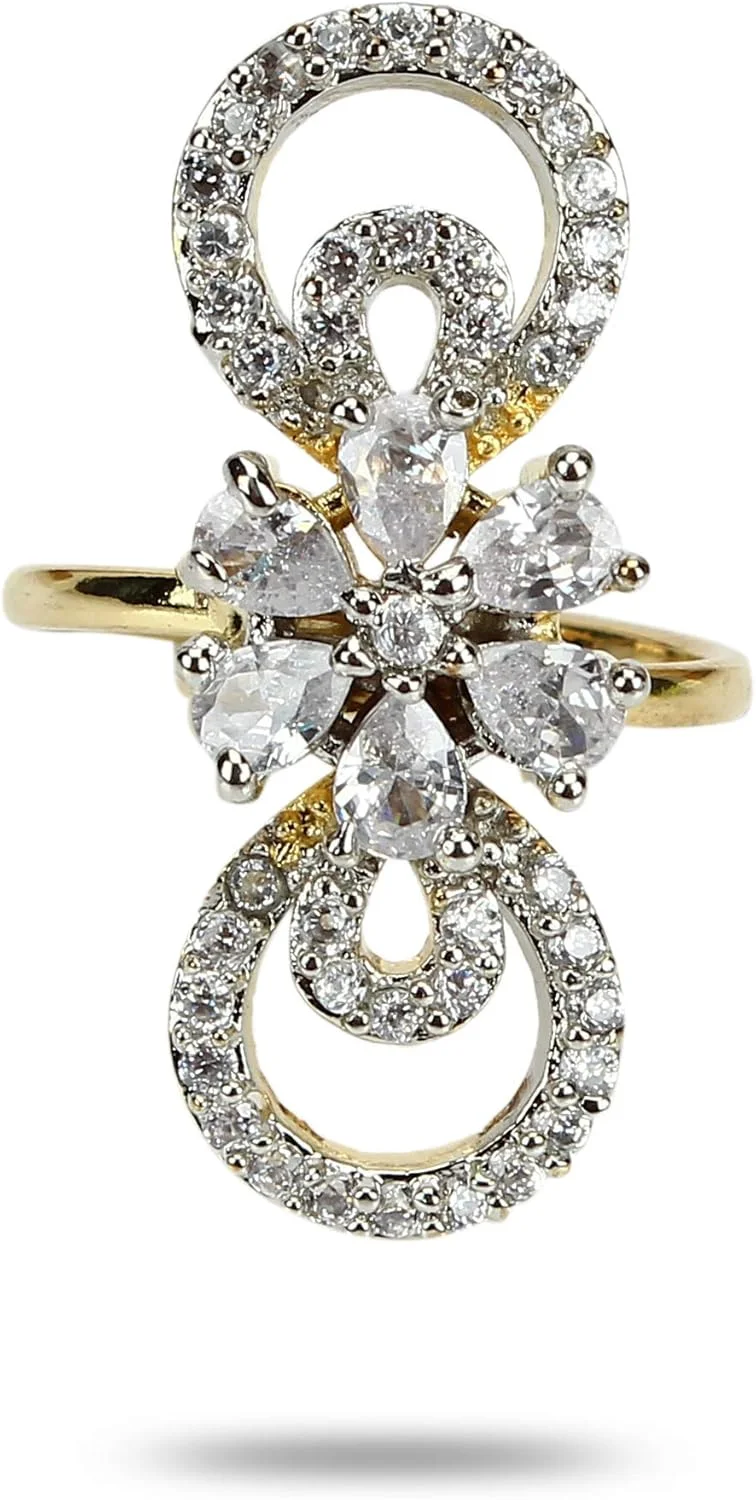 ست جواهرات زنانه YouBella شامل گردنبند با گوشواره، دستبند و انگشتر برای دختران و زنان