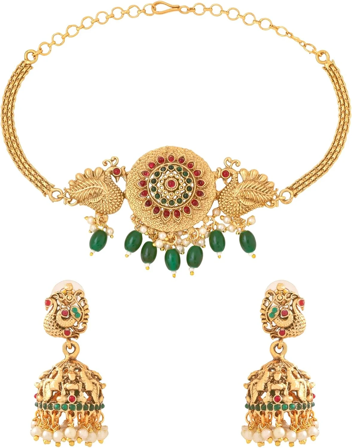 ست جواهرات زنانه Yellow Chimes، روکش طلایی، طراحی مهره‌ای، ست گردنبند چوکر عروس برای زنان و دختران، رایگان، برنجی، بدون سنگ قیمتی