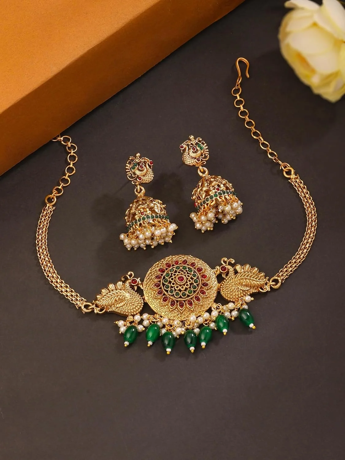 ست جواهرات زنانه Yellow Chimes، روکش طلایی، طراحی مهرهای، ست گردنبند چوکر عروس برای زنان و دختران، رایگان، برنجی، بدون سنگ قیمتی ست جواهرات زنانه Yellow Chimes، روکش طلایی، طراحی مهرهای، ست گردنبند چوکر عروس برای زنان و دختران، رایگان، برنجی، بدون سنگ قیمتی