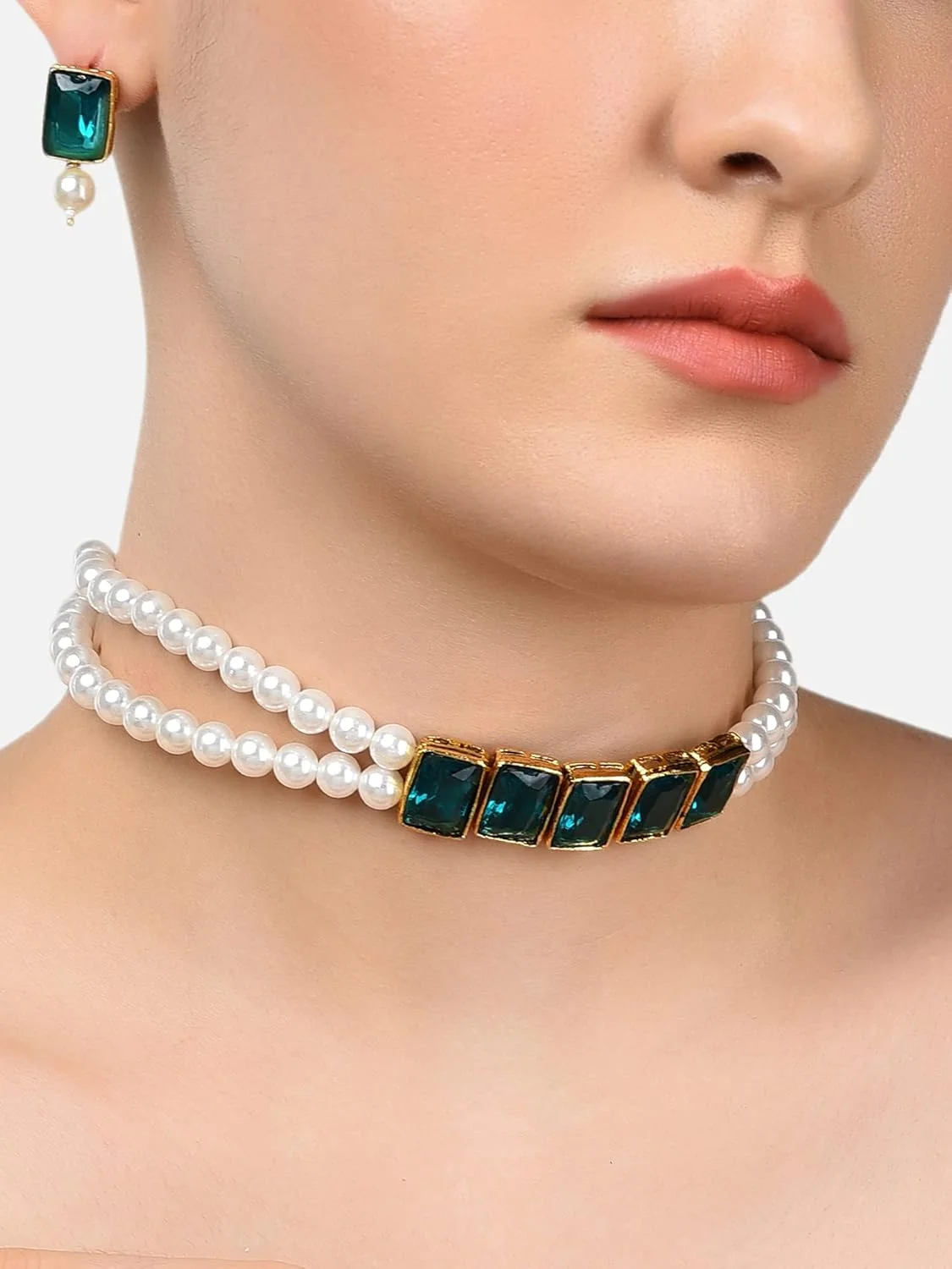 ست جواهرات زنانه ZAVERI PEARLS (سبز) (Zpfk9092)