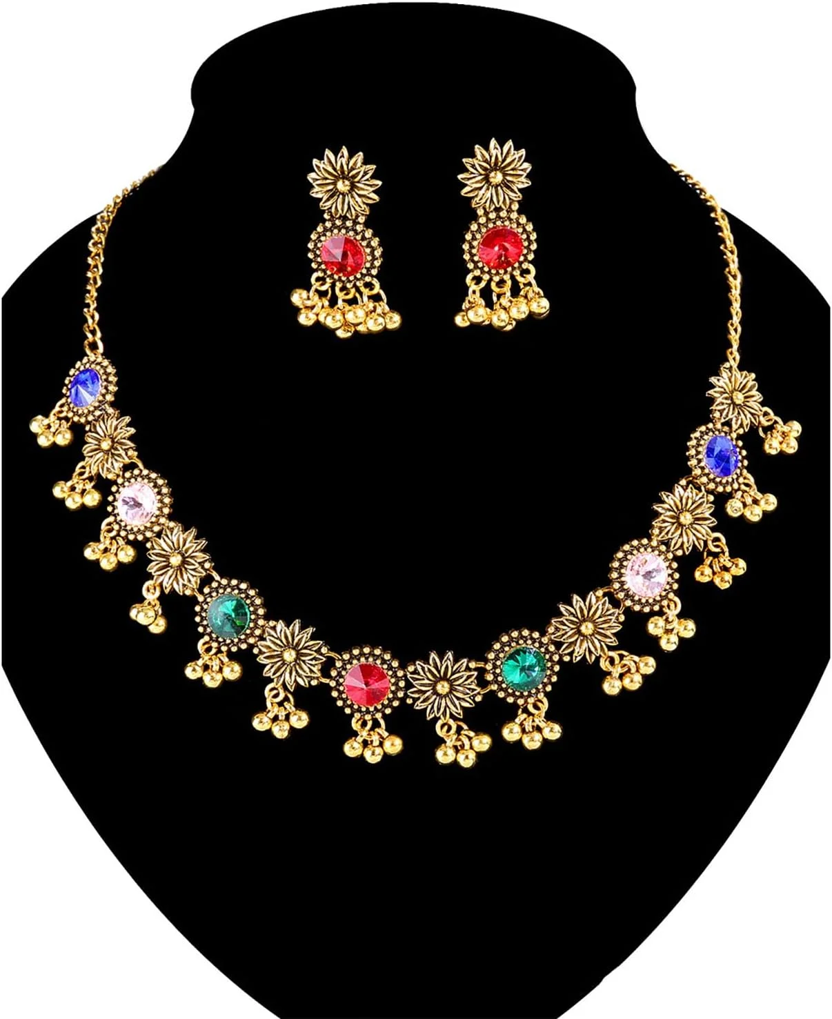 ست جواهرات هندی یور آلوایز چارم برای زنان، ست گردنبند جواهرات عروسی بالیوود، گردنبند چوکر با ست گوشواره مانگ تیکا