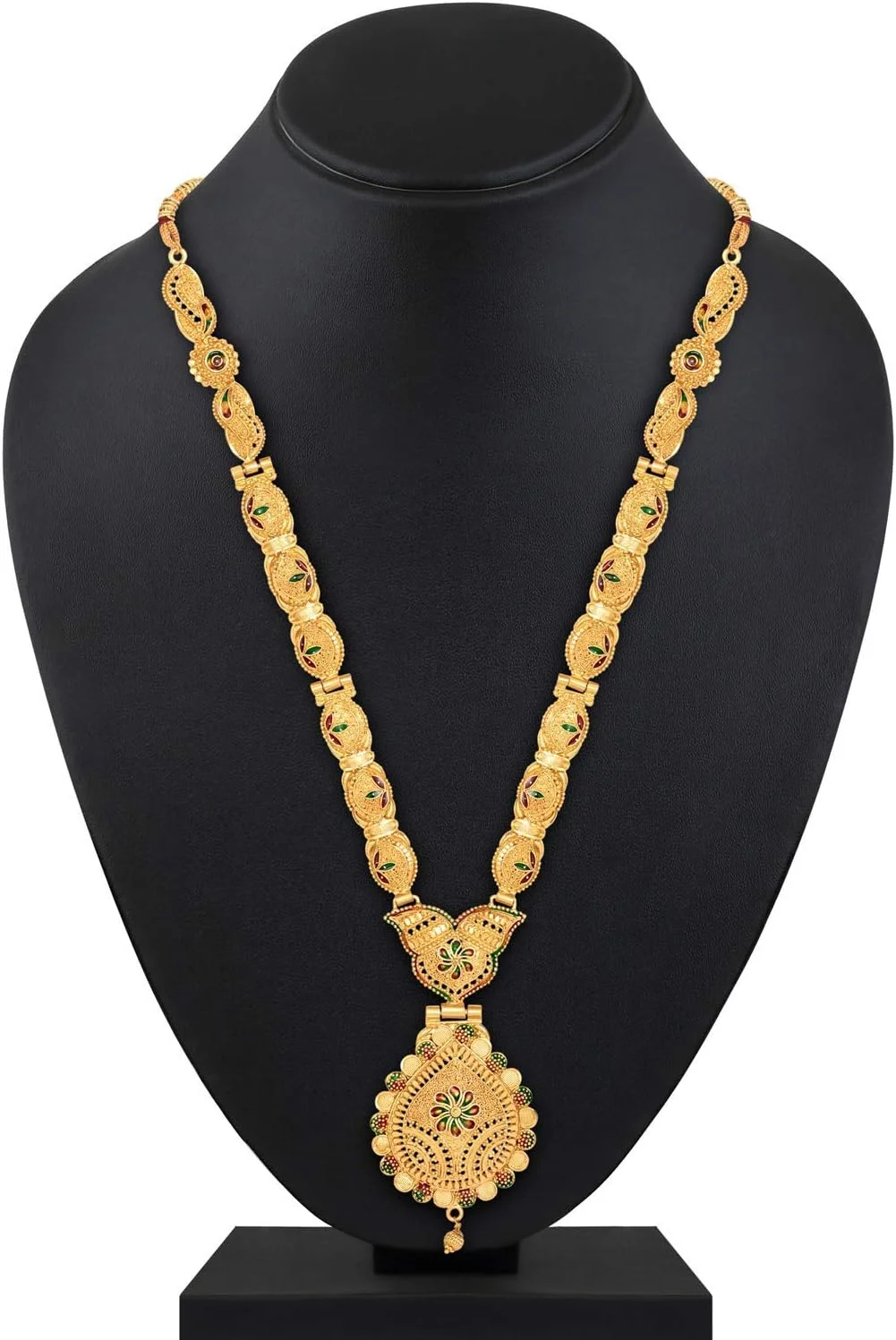 ست گردنبند بلند طرح جدید زنانه Shining Diva Fashion، زیورآلات سنتی با روکش طلای یک گرمی (طلایی) (11503s)