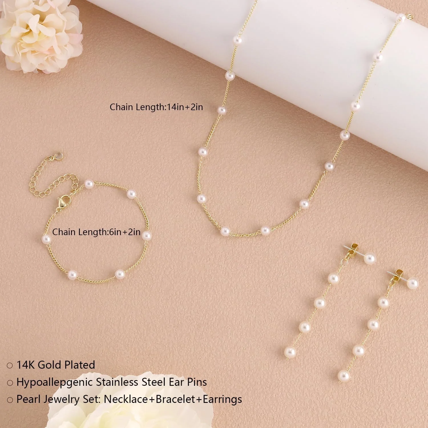 ست جواهرات روکش طلا زنانه - گردنبند، دستبند و گوشواره های ستاره ای ظریف، هدیه عروسی روزمره، جواهرات روکش طلای مد روز