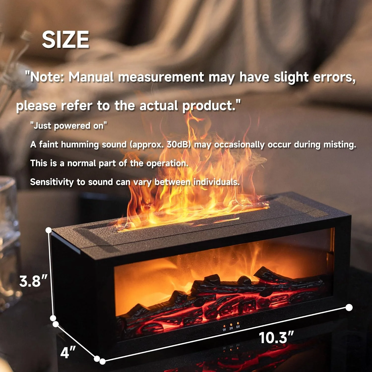 دستگاه بخور و خوشبو کننده هوا طرح شومینه با 7 رنگ، پخش کننده اسانس معطر، دستگاه بخور اولتراسونیک با تایمر مناسب خانه، اتاق خواب، دفتر کار، یوگا (مشکی, بزرگ)