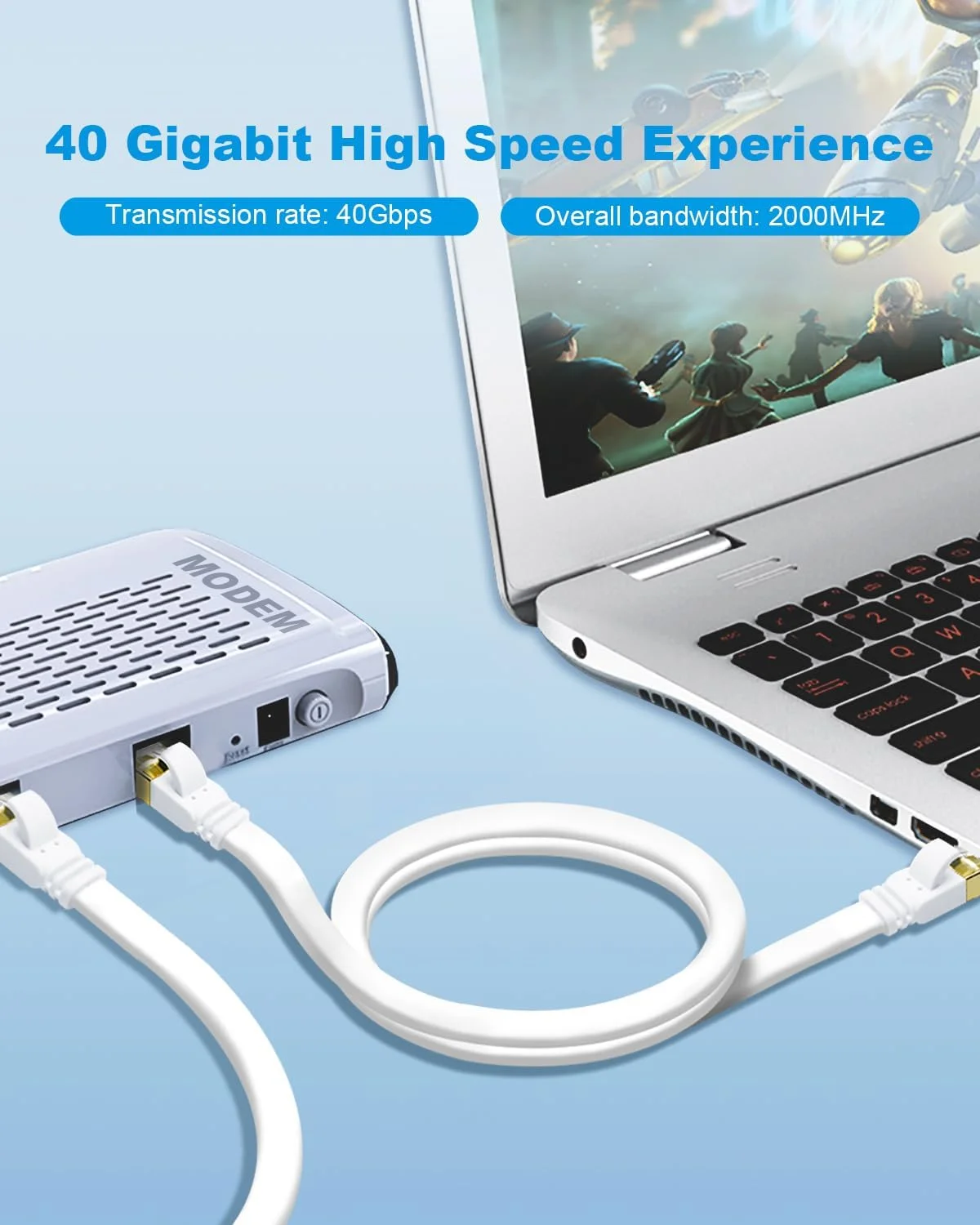 کابل اترنت CAT 8 یاهودی، 6 متری سرعت بالا 40 گیگابیت بر ثانیه 2000 مگاهرتز SFTP تخت کابل شبکه اینترنت LAN با کانکتور RJ45 روکش طلا برای روتر، مودم، کامپیوتر، هاب، لپ تاپ، بازی، PS5/4 (سفید، 6 متر) کابل اترنت CAT 8 یاهودی، 6 متری سرعت بالا 40 گیگابیت بر ثانیه 2000 مگاهرتز SFTP تخت کابل شبکه اینترنت LAN با کانکتور RJ45 روکش طلا برای روتر، مودم، کامپیوتر، هاب، لپ تاپ، بازی، PS5/4 (سفید، 6 متر)