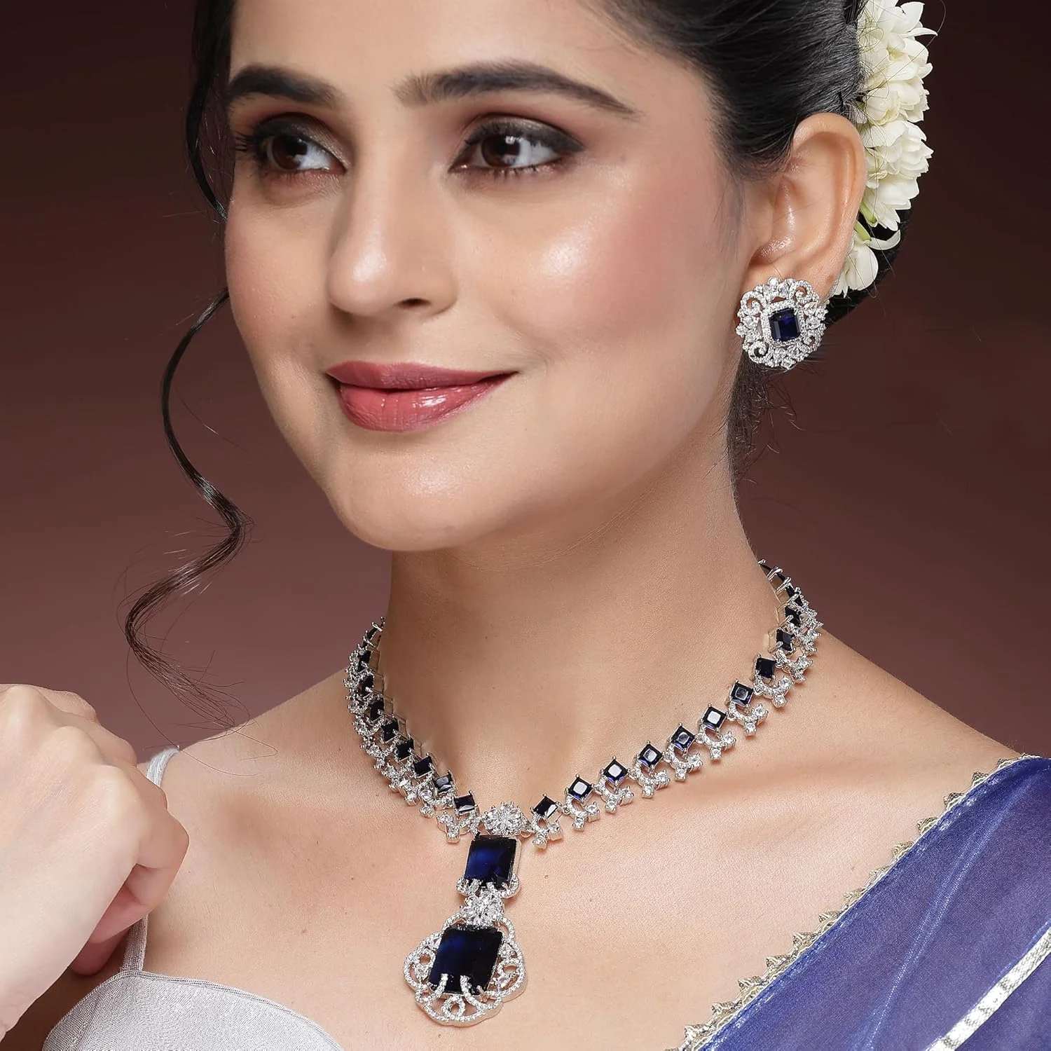 ست جواهرات زنانه و دخترانه برند زنمی، روکش رودیوم، نقره ای، برنجی، الهام گرفته از سلبریتی ها، آبی، الماس آمریکایی و کریستال ست جواهرات زنانه و دخترانه برند زنمی، روکش رودیوم، نقره ای، برنجی، الهام گرفته از سلبریتی ها، آبی، الماس آمریکایی و کریستال