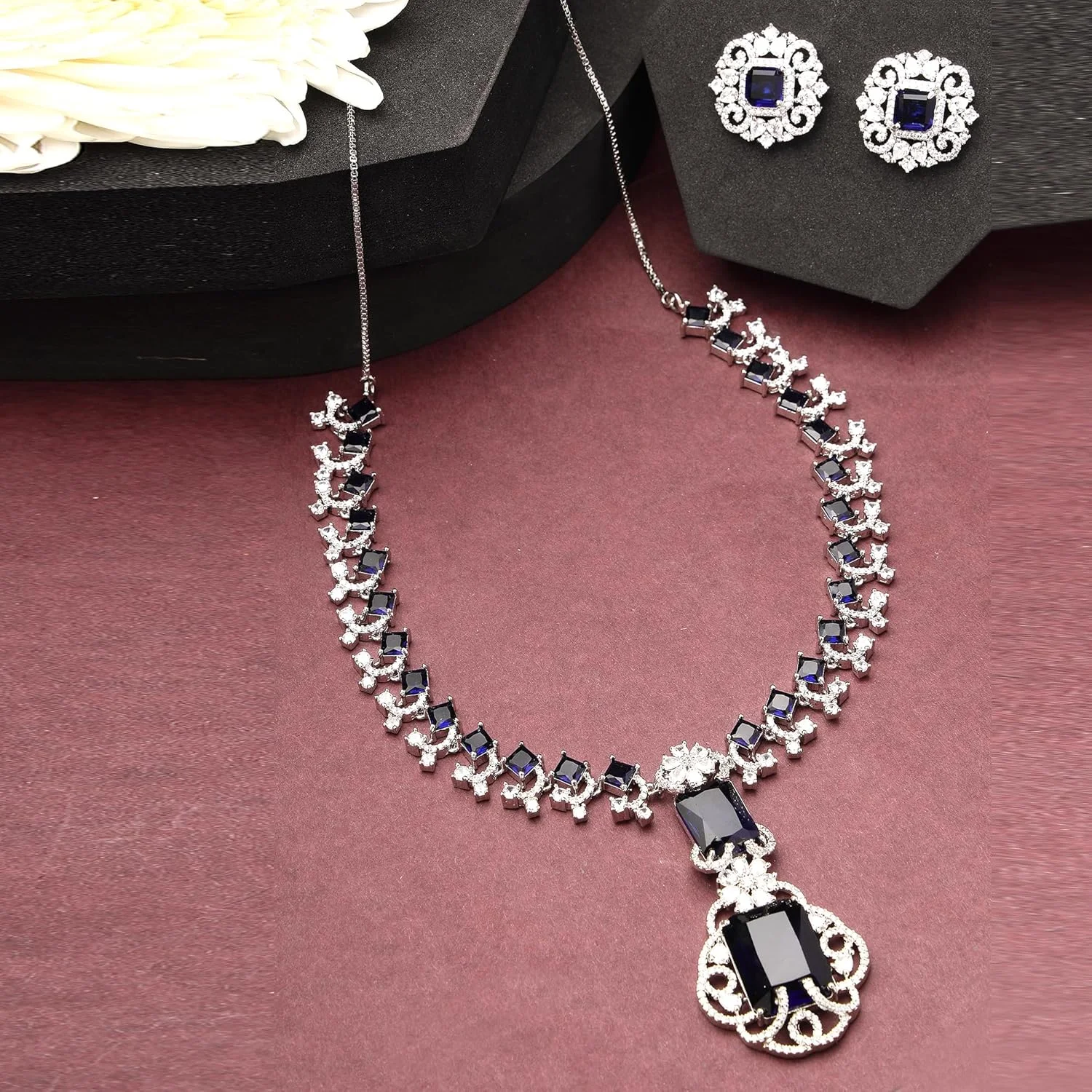 ست جواهرات زنانه و دخترانه برند زنمی، روکش رودیوم، نقره ای، برنجی، الهام گرفته از سلبریتی ها، آبی، الماس آمریکایی و کریستال ست جواهرات زنانه و دخترانه برند زنمی، روکش رودیوم، نقره ای، برنجی، الهام گرفته از سلبریتی ها، آبی، الماس آمریکایی و کریستال