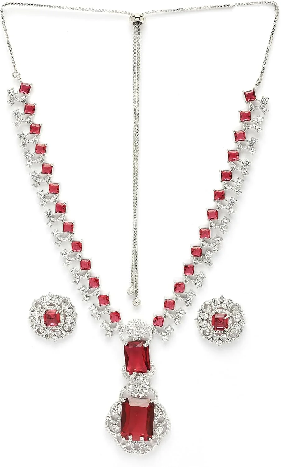 ست زیورآلات زنانه و دخترانه برند زنم، روکش رادیوم، نقره ای، برنجی، الهام گرفته از سلبریتی ها، نگین های قرمز الماس آمریکایی و کریستال ست زیورآلات زنانه و دخترانه برند زنم، روکش رادیوم، نقره ای، برنجی، الهام گرفته از سلبریتی ها، نگین های قرمز الماس آمریکایی و کریستال