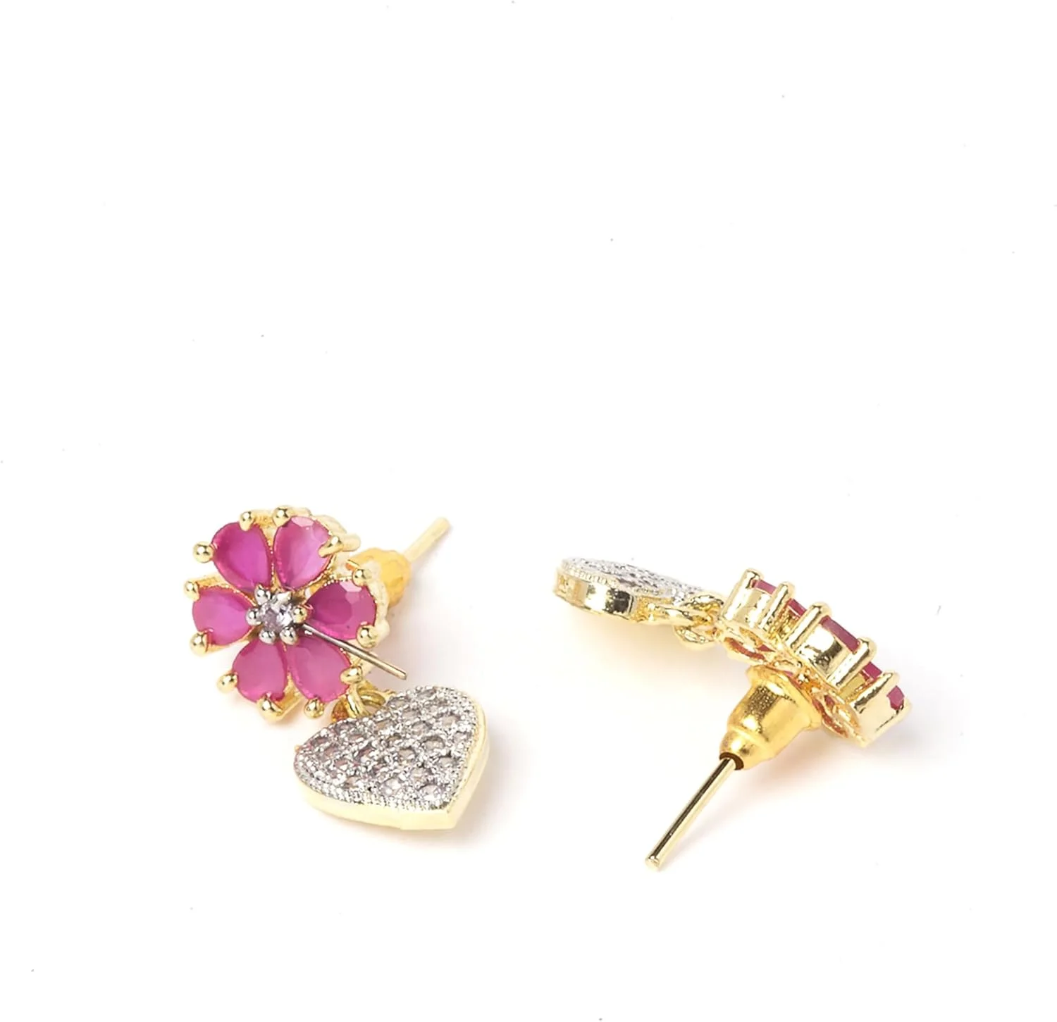 ست زنانه شامل گردنبند با آویز قلب شکل روکش طلای سفید و نگین الماس آمریکایی به همراه گوشواره، دستبند و انگشتر زنانه Zeneme ست زنانه شامل گردنبند با آویز قلب شکل روکش طلای سفید و نگین الماس آمریکایی به همراه گوشواره، دستبند و انگشتر زنانه Zeneme