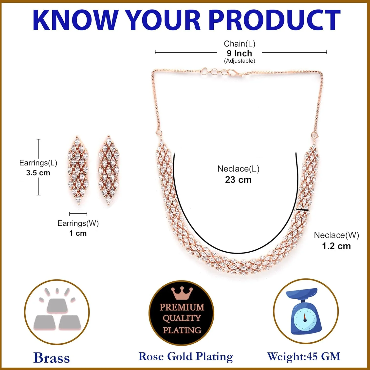 ست جواهرات زنانه Zeneme، روکش طلای رز، دست ساز، طرح گل الماس آمریکایی، ست گردنبند چوکر با گوشواره، جواهرات برای زنان و دختران