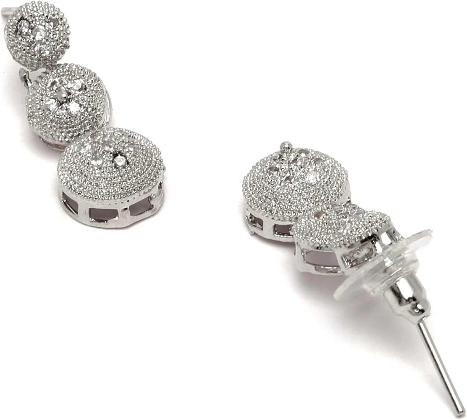 ست جواهرات زنانه و دخترانه شامل گردنبند، گوشواره، دستبند و انگشتر نگین دار با روکش رودیوم نقره ای رنگ از برند زنمه (سفید و نقره ای) ست جواهرات زنانه و دخترانه شامل گردنبند، گوشواره، دستبند و انگشتر نگین دار با روکش رودیوم نقره ای رنگ از برند زنمه (سفید و نقره ای)