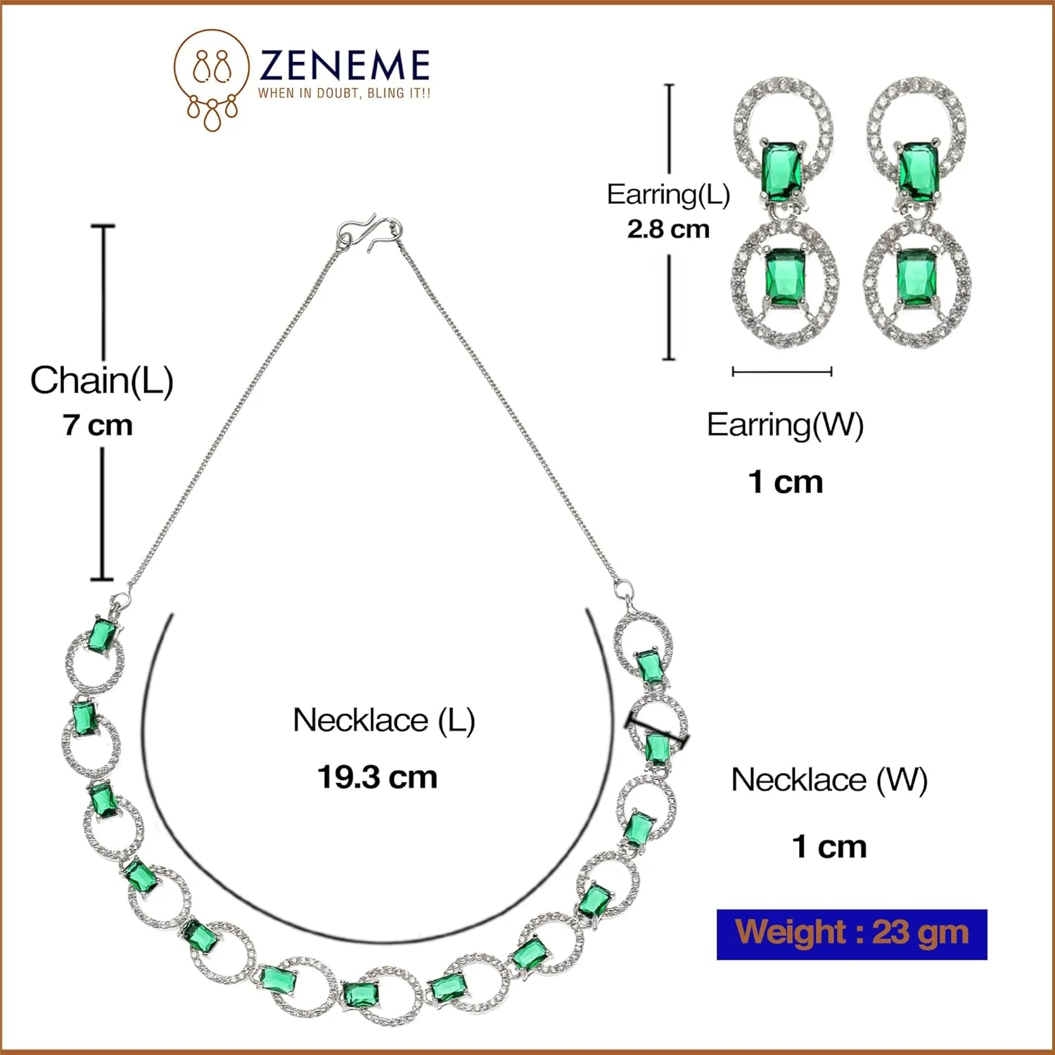 ست گردنبند و گوشواره زنانه نگین دار طرح دیسک ZENEME با روکش رودیوم و نگین الماس آمریکایی ست گردنبند و گوشواره زنانه نگین دار طرح دیسک ZENEME با روکش رودیوم و نگین الماس آمریکایی