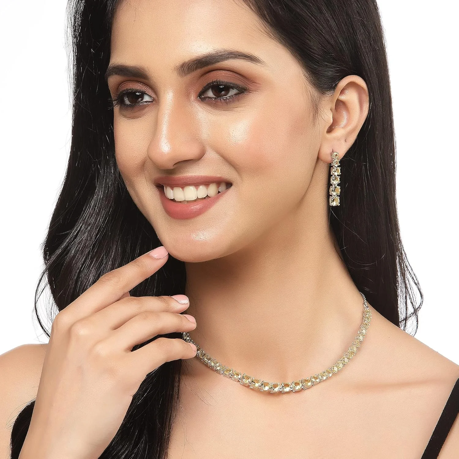 ست جواهرات زنانه ZENEME، سبک کلاسیک، نگیندار با الماس آمریکایی/AD، روکش طلای رزگلد، دستساز، طرح گردنبند دایرهای برای زنان و دختران (طرح 6) ست جواهرات زنانه ZENEME، سبک کلاسیک، نگیندار با الماس آمریکایی/AD، روکش طلای رزگلد، دستساز، طرح گردنبند دایرهای برای زنان و دختران (طرح 6)