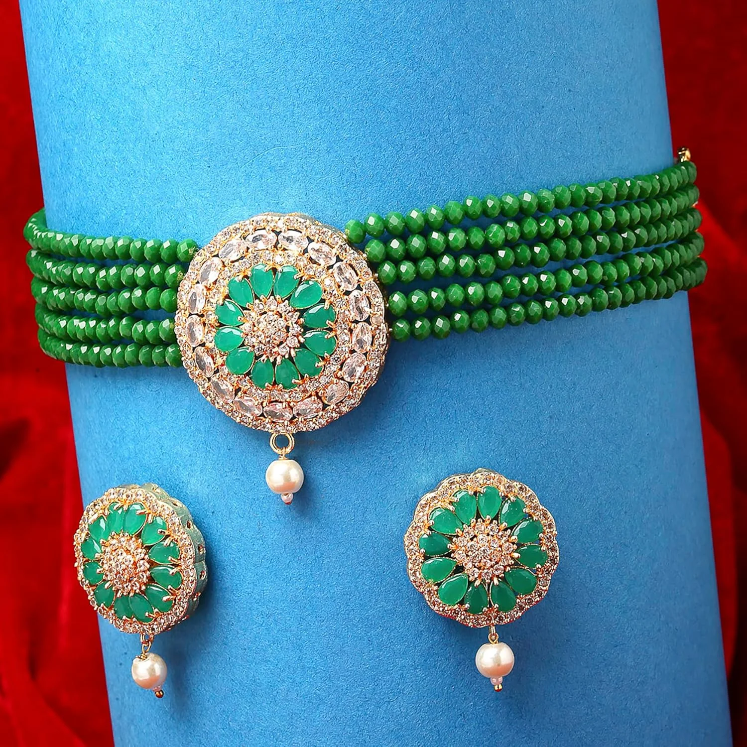 ست جواهرات زنانه Zeneme، روکش طلایی، برنجی، الماس آمریکایی، گردنبند چوکر مرواریدی با گوشواره، جواهرات فشن برای دختران و زنان ست جواهرات زنانه Zeneme، روکش طلایی، برنجی، الماس آمریکایی، گردنبند چوکر مرواریدی با گوشواره، جواهرات فشن برای دختران و زنان