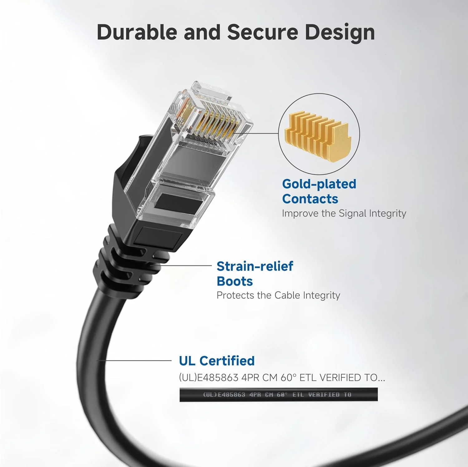 کابل شبکه Cat6 بدون گیر 5 عددی Cable Matters با سرعت 10 گیگابیت بر ثانیه، طول 0.3 متر (کابل Cat6، کابل Cat 6) مشکی - 0.3 متر