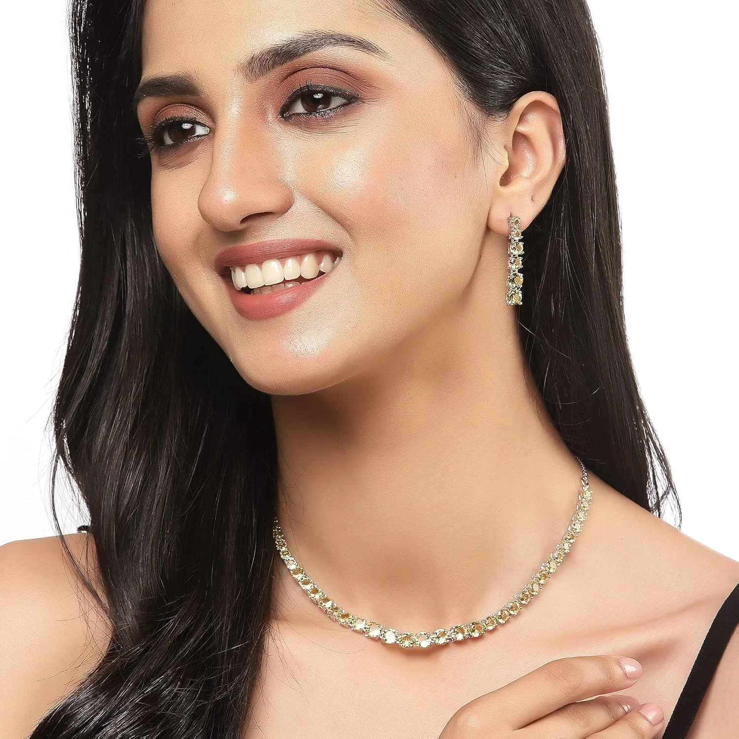 ست جواهرات زنانه ZENEME، سبک کلاسیک، نگیندار با الماس آمریکایی/AD، روکش طلای رزگلد، دستساز، طرح گردنبند دایرهای برای زنان و دختران (طرح 6) ست جواهرات زنانه ZENEME، سبک کلاسیک، نگیندار با الماس آمریکایی/AD، روکش طلای رزگلد، دستساز، طرح گردنبند دایرهای برای زنان و دختران (طرح 6)