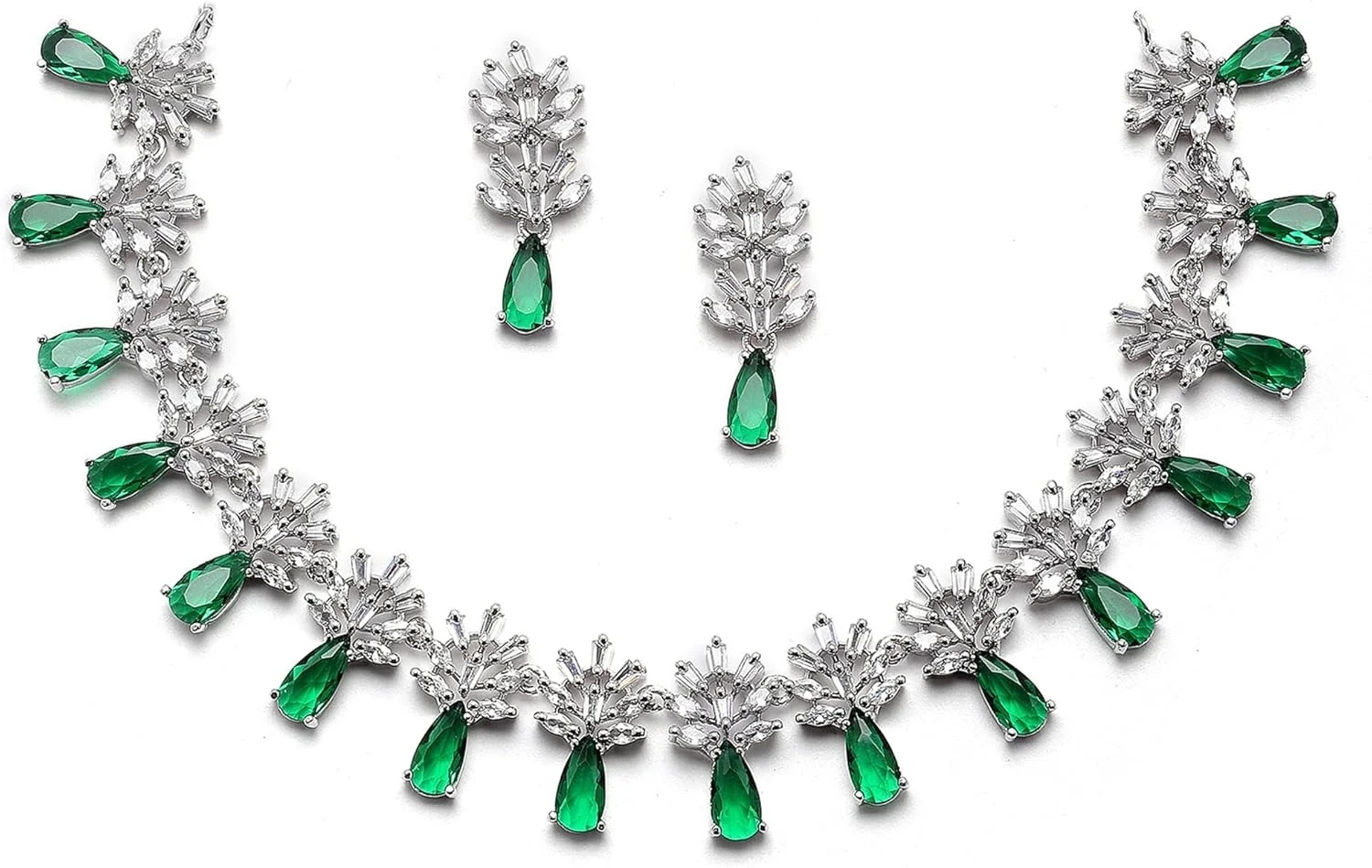 ست زیورآلات زنانه و دخترانه زنم مدل اشکی نگیندار با روکش رودیوم و نگینهای اتمی ست زیورآلات زنانه و دخترانه زنم مدل اشکی نگیندار با روکش رودیوم و نگینهای اتمی