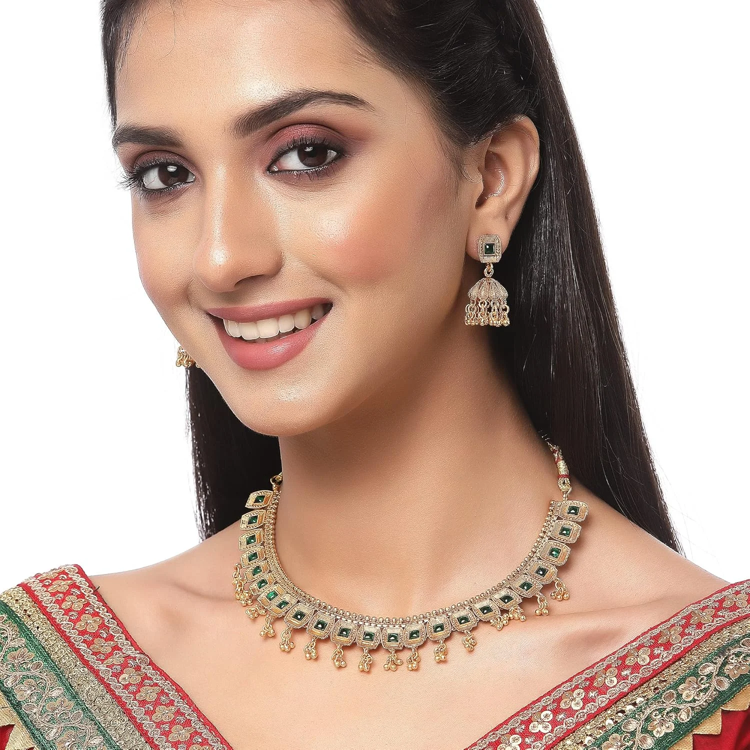 ست گردنبند و گوشواره زنانه و دخترانه نگین دار با سنگ مصنوعی با روکش طلای عتیقه ZENEME ست گردنبند و گوشواره زنانه و دخترانه نگین دار با سنگ مصنوعی با روکش طلای عتیقه ZENEME