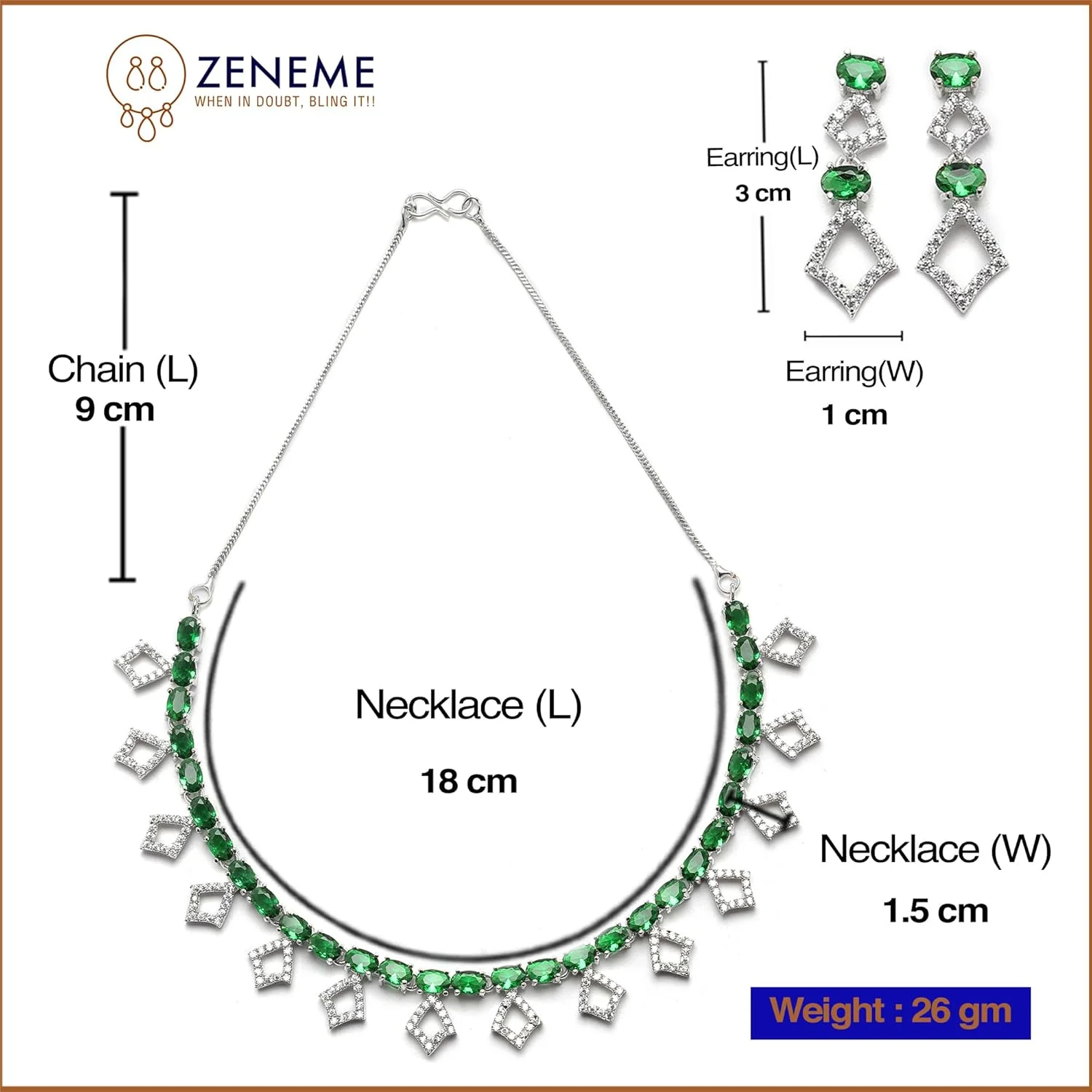 ست جواهرات زنانه و دخترانه زنمه، روکش رودیوم، نقره ای، مستطیلی شکل، نگین دار الماس آمریکایی، شامل گردنبند و گوشواره ست جواهرات زنانه و دخترانه زنمه، روکش رودیوم، نقره ای، مستطیلی شکل، نگین دار الماس آمریکایی، شامل گردنبند و گوشواره