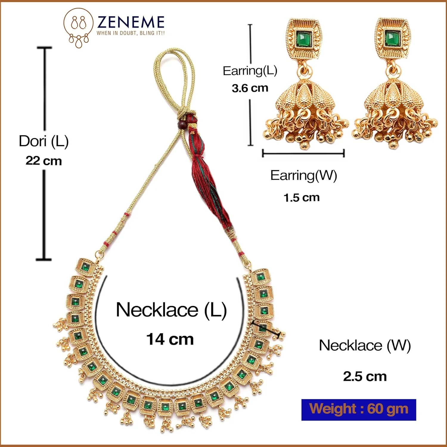 ست گردنبند و گوشواره زنانه و دخترانه نگین دار با سنگ مصنوعی با روکش طلای عتیقه ZENEME ست گردنبند و گوشواره زنانه و دخترانه نگین دار با سنگ مصنوعی با روکش طلای عتیقه ZENEME