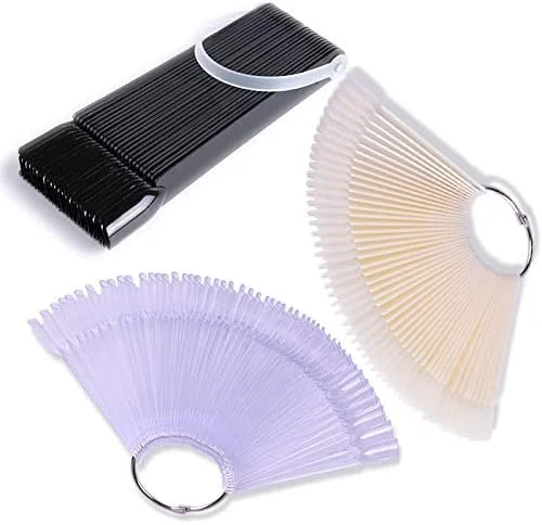 ست 3 عددی قالب ناخن بادبزنی، کارت رنگ لاک ناخن، تخته نمایش طراحی ناخن (با حلقه - رنگ طبیعی) لوازم جانبی طراحی ناخن (رنگ: Color1)