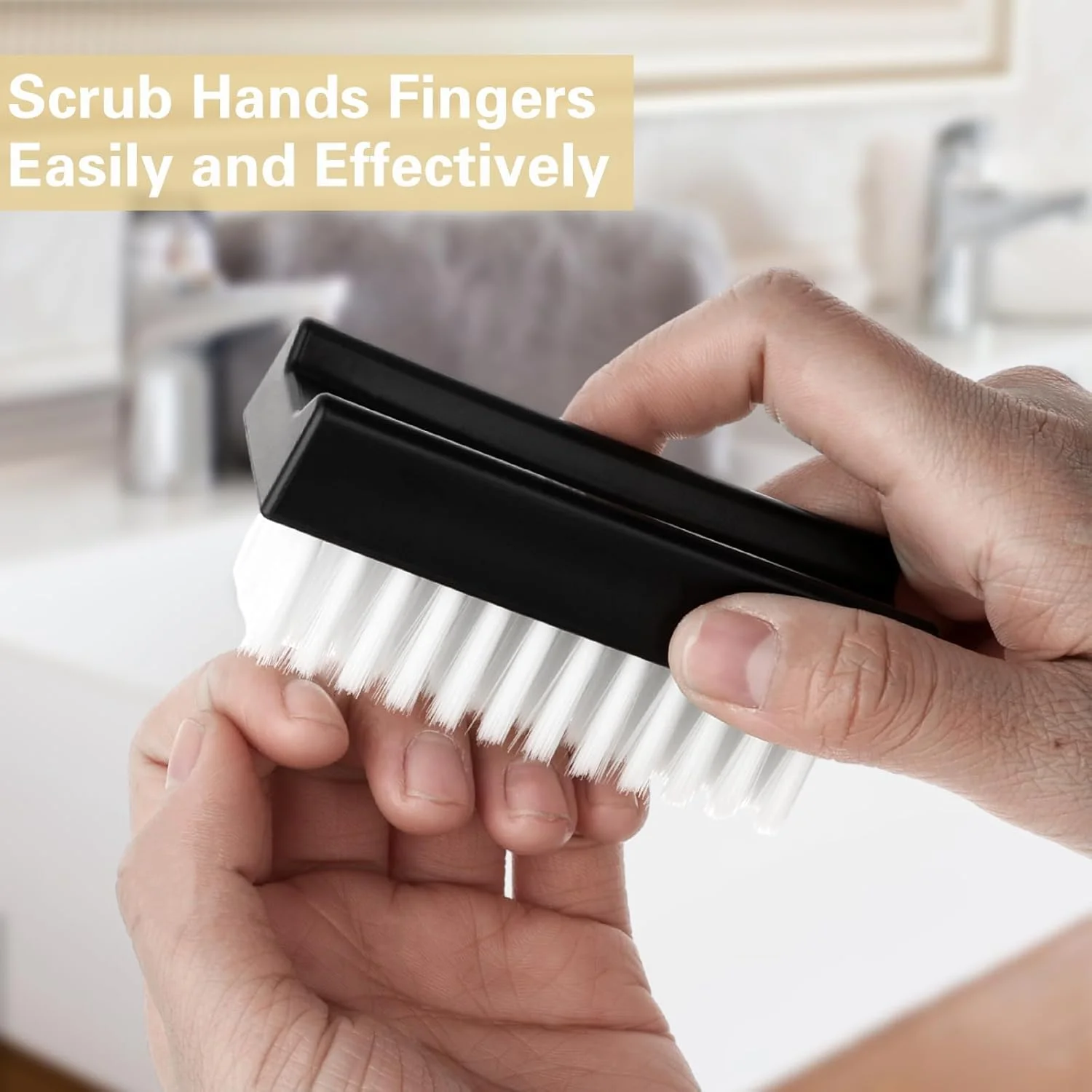 برس ناخن دستی Amaxiu برای تمیز کردن ناخن های انگشت، برس های اسکراب سفت و سخت نایلونی بادوام برای مکانیک ها، باغبان ها، اسکراب زیر انگشتان پا (2 عدد، سیاه + سفید)