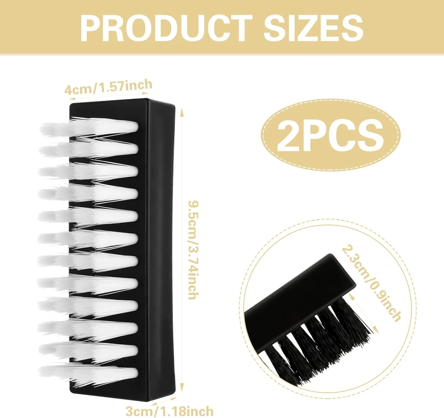 برس ناخن دستی Amaxiu برای تمیز کردن ناخن های انگشت، برس های اسکراب سفت و سخت نایلونی بادوام برای مکانیک ها، باغبان ها، اسکراب زیر انگشتان پا (2 عدد، سیاه + سفید)