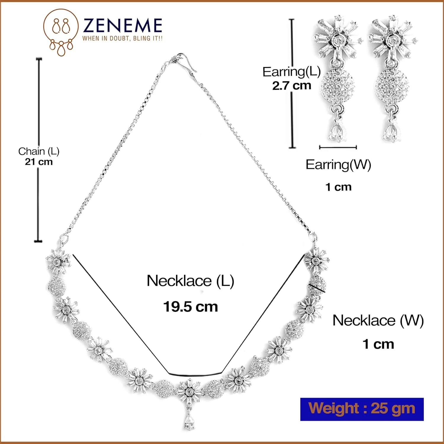 ست گردنبند و گوشواره زنانه نگین دار طرح الماس آمریکایی نقره ای روکش رودیوم زنانه و دخترانه برند زنمه ست گردنبند و گوشواره زنانه نگین دار طرح الماس آمریکایی نقره ای روکش رودیوم زنانه و دخترانه برند زنمه
