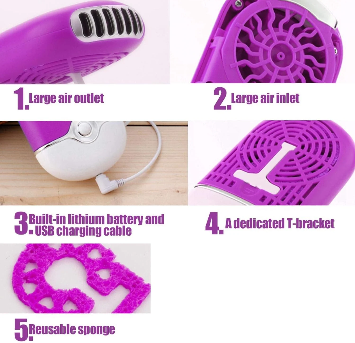 پنکه قابل حمل بوابی، پنکه کوچک USB، پنکه مژه، پنکه چسب مژه/لاک ناخن (بنفش) پنکه قابل حمل بوابی، پنکه کوچک USB، پنکه مژه، پنکه چسب مژه/لاک ناخن (بنفش)