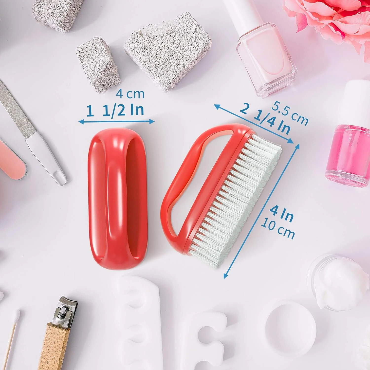 برس بزرگ دست و ناخن Konex با دستگیره عالی 10x5.7x3.8 سانتی متر (قرمز)