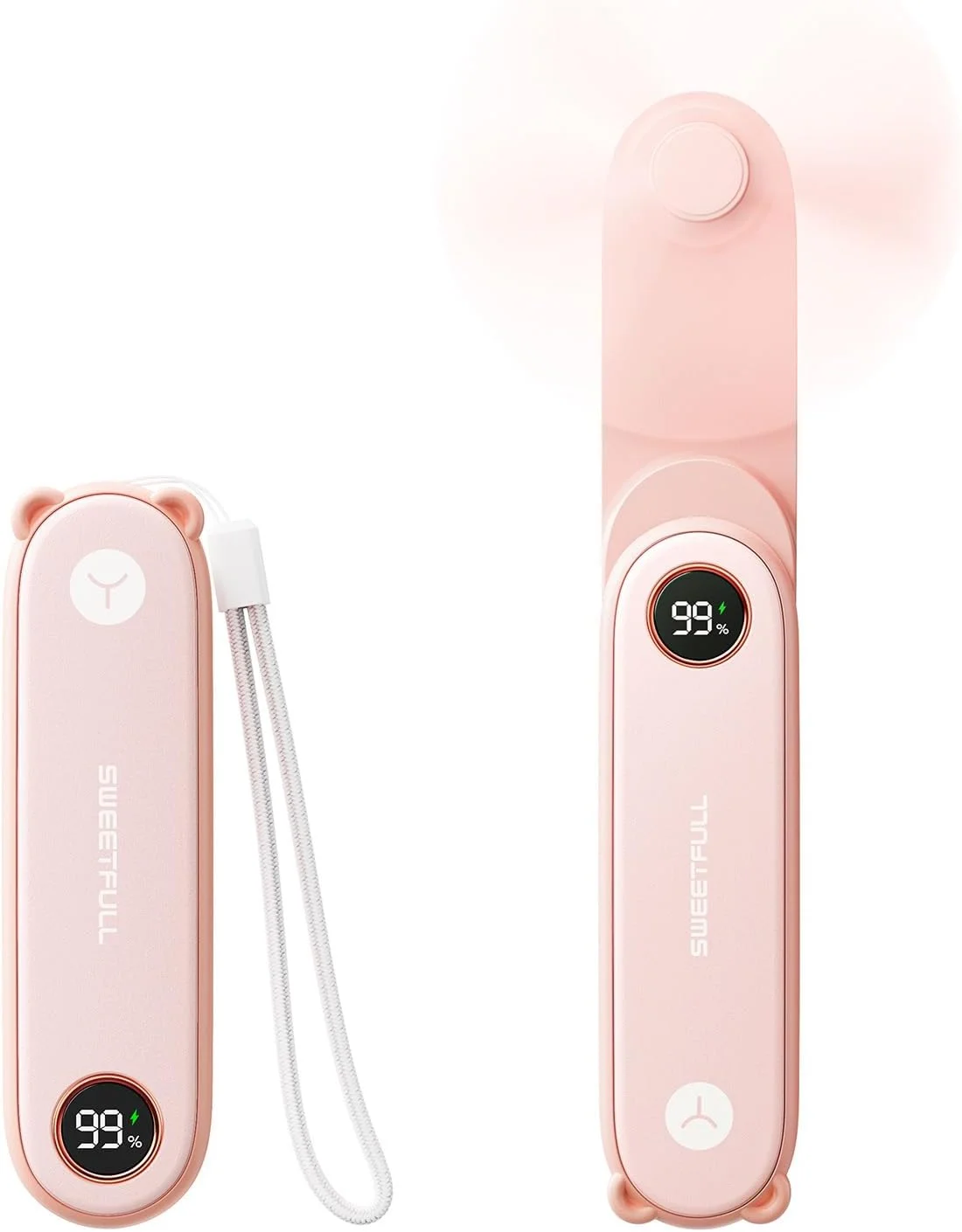 پنکه دستی کوچک SWEETFULL با نمایشگر LED، پنکه دستی تاشو USB قابل شارژ 2 در 1 و چراغ قوه برای مسافرت، مژه، پنکه جیبی کوچک و زیبا برای زنان و دختران (صورتی) پنکه دستی کوچک SWEETFULL با نمایشگر LED، پنکه دستی تاشو USB قابل شارژ 2 در 1 و چراغ قوه برای مسافرت، مژه، پنکه جیبی کوچک و زیبا برای زنان و دختران (صورتی)