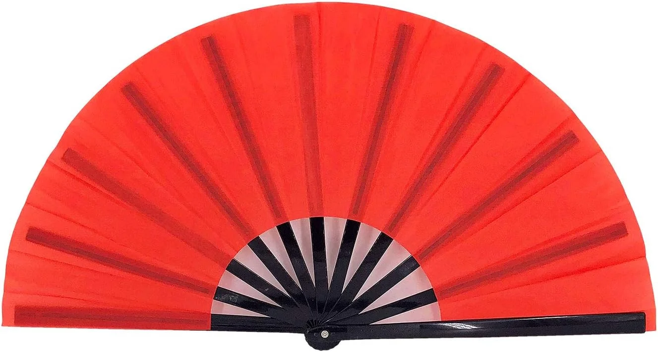 بادبزن تاشو بزرگ STHUAHE، بادبزن دستی برای رقص و فستیوال، بادبزن دستی چینی ژاپنی برای فستیوال موسیقی، EDM، اجرا، هدیه، مهمانی، دکوراسیون - قرمز