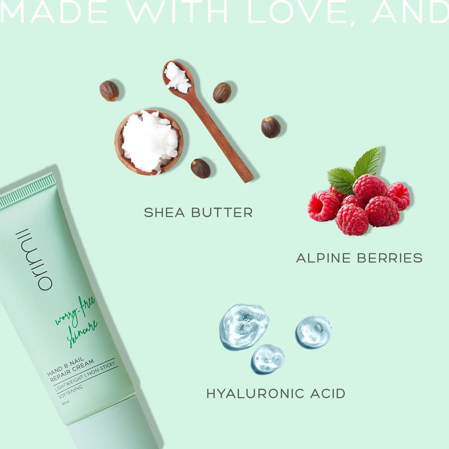 کرم دست و ناخن زنانه اوریمی با شی باتر و آلپاین بری | تقویت کننده ناخن، ترمیم کننده کوتیکول و نرم و مرطوب کننده دست | مرطوب کننده دست برای پوست خشک | 100% ایمن و طبیعی (45 میلی لیتر)