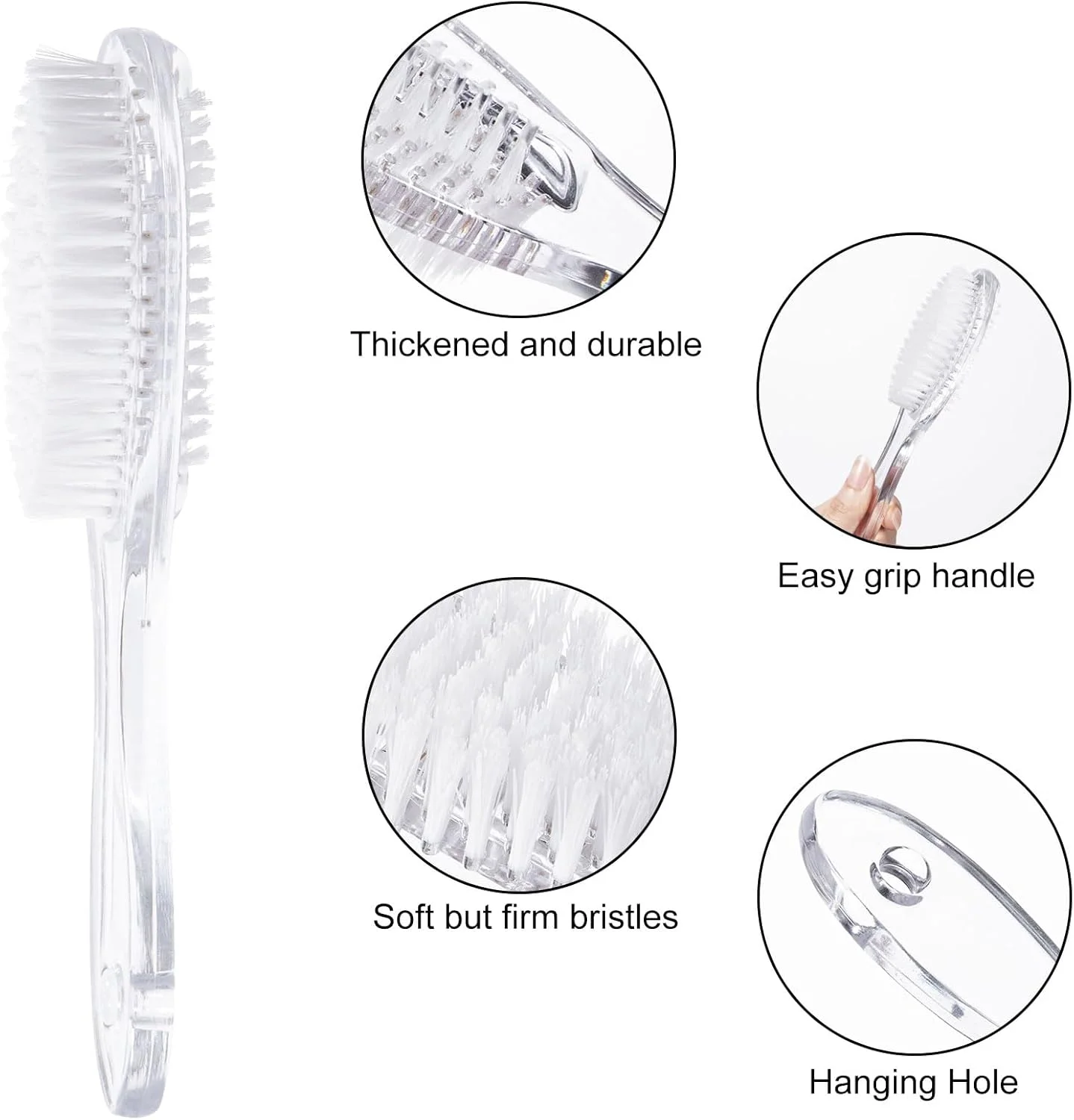 ooloveminso برس ناخن دسته بزرگ، 3 عدد، برس های ناخن دستی برای تمیز کردن ناخن های دست و پا، ابزار اسکرابر دو طرفه با موهای نرم و زبر برای مردان و زنان، شفاف ooloveminso برس ناخن دسته بزرگ، 3 عدد، برس های ناخن دستی برای تمیز کردن ناخن های دست و پا، ابزار اسکرابر دو طرفه با موهای نرم و زبر برای مردان و زنان، شفاف