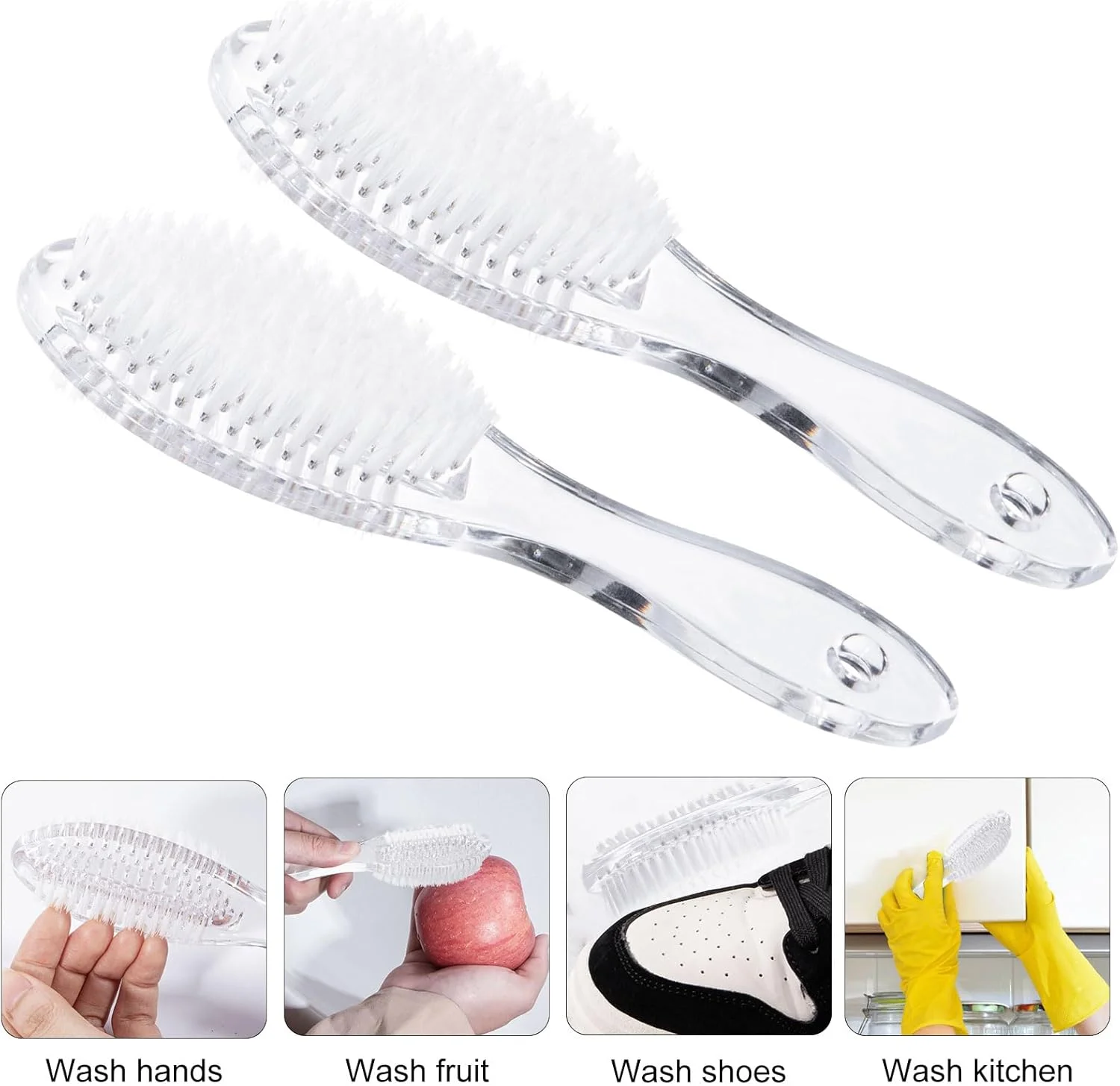 ooloveminso برس ناخن دسته بزرگ، 3 عدد، برس های ناخن دستی برای تمیز کردن ناخن های دست و پا، ابزار اسکرابر دو طرفه با موهای نرم و زبر برای مردان و زنان، شفاف ooloveminso برس ناخن دسته بزرگ، 3 عدد، برس های ناخن دستی برای تمیز کردن ناخن های دست و پا، ابزار اسکرابر دو طرفه با موهای نرم و زبر برای مردان و زنان، شفاف