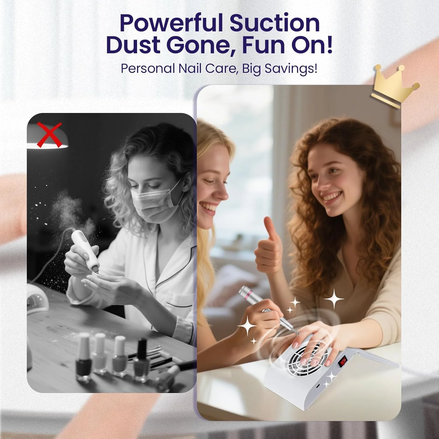 مینی جمع کننده گرد و غبار ناخن قابل شارژ برای استفاده شخصی در خانه، فن جمع کننده گرد و غبار ناخن کوچک و بی سیم، طراحی تاشو، 2 کیسه فیلتر