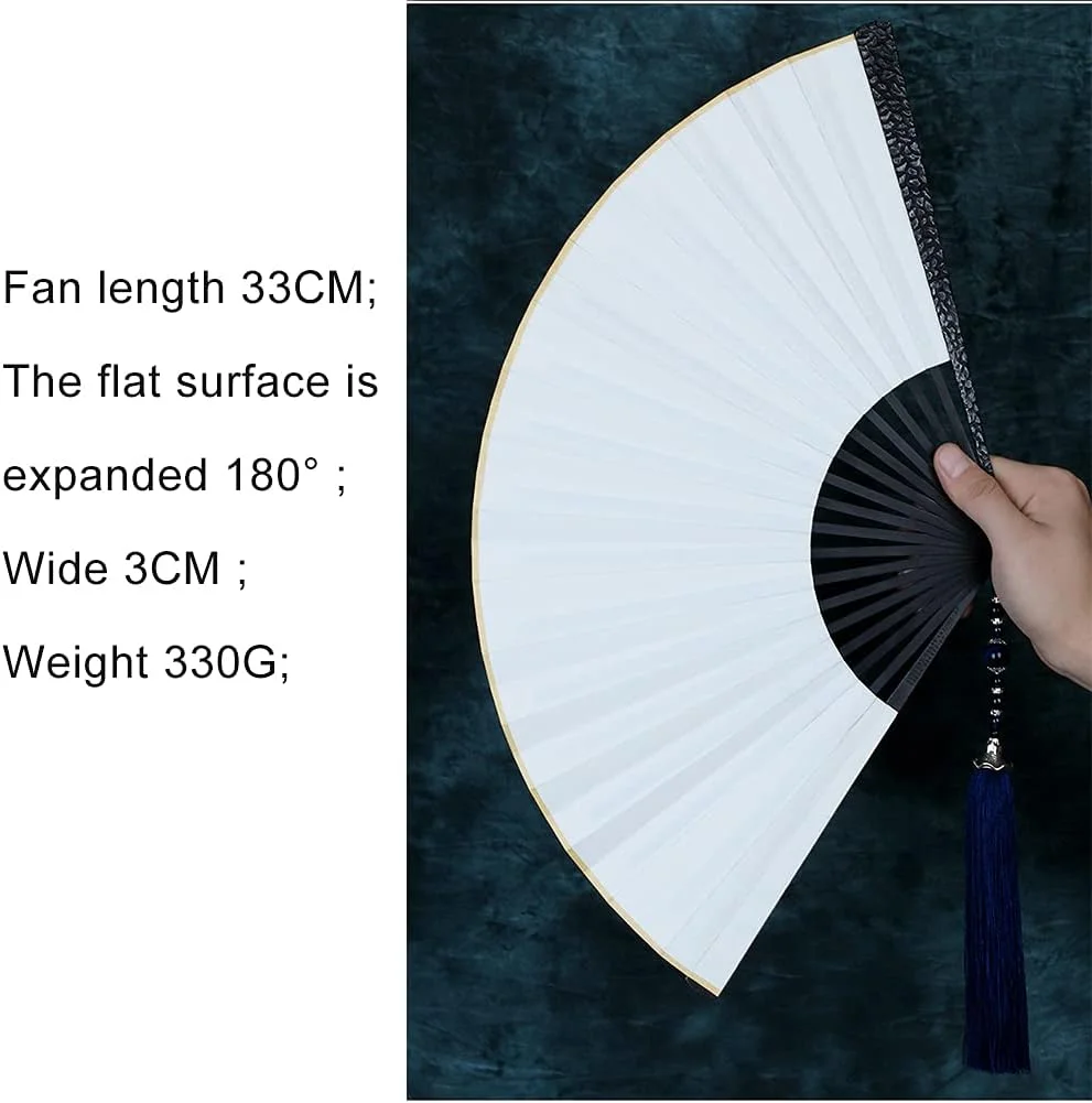 بادبزن تاشو 33 سانتی متری KKRKEM، جنس آلیاژ تیتانیوم، طرح سنگ فلزی، بادبزن تاشو قابل حمل، سبک چینی، بادبزن کونگ فو EDC، صنایع دستی تزئین اتاق