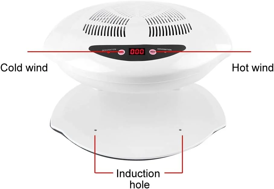 دستگاه خشک کن لاک ناخن OVAQUIXI، خشک کن لاک گرم و سرد، ابزار مانیکور سفید دوشاخه بریتانیا 220 ولت